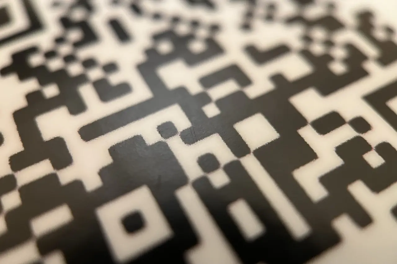 Close-up of a printed QR code